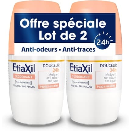 Etiaxil Gentle Deodorant 48h Roll-On - Pack of 2 Déodorant (Déo) Mixte 50ml - Maison des fragrances