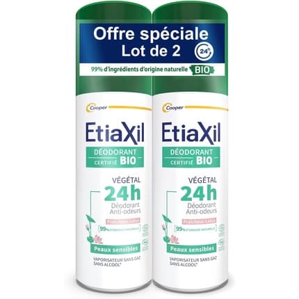Etiaxil Vegetable Deodorant 24h Organic - Pack of 2 Déodorant (Déo) Mixte 100ml - Maison des fragrances
