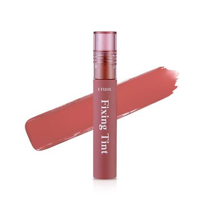 ETUDE Fixing Tint 12 Salmon Brick Long Lasting High Pigmented Liquid Lipstick Waterproof Lightweight Matte Finish Lip Stain Full Coverage - Maison des fragrances