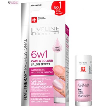 Eveline 6 In 1 Care & Colour Nail Treatment Pink Pearl 5ml - Maison des fragrances