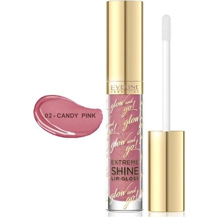 Eveline Cosmetics Glow and Go Extreme Shine Lip Gloss 02 Candy Pink - Maison des fragrances