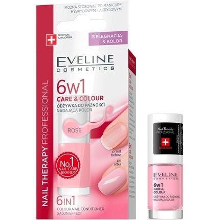 Eveline Cosmetics Nail Therapy Care & Colour Nail Conditioner 6 in 1 Rose 5ml - Maison des fragrances