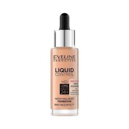 Eveline Liquid Control Hd Foundation With Dropper 055 Honey 32ml - Maison des fragrances