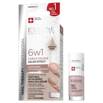 Eveline Nail Therapy 6 In 1 Care & Colour Concentrated Nail Treatment Shimmering Nude 5ml - Maison des fragrances