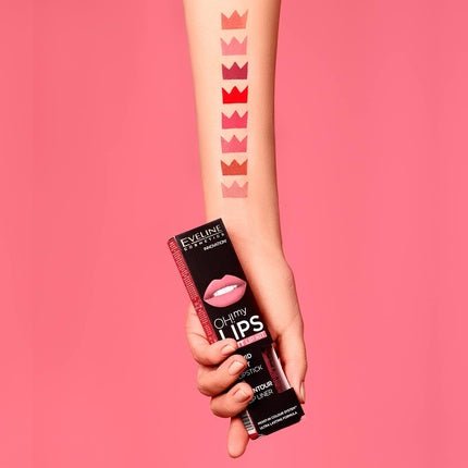 Eveline Oh My Lips Liquid Matte Lipstick & Contour Lip Liner 4.5ml In 08 Lovely Rose - Maison des fragrances
