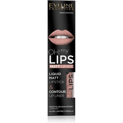 Eveline Oh My Lips Liquid Matte Lipstick & Contour Lip Liner 4.5ml In 08 Lovely Rose - Maison des fragrances