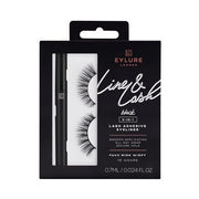 Eylure Line & Lash Kit 2 - in - 1 Black Glue Eyeliner and False Lashes Faux Mink Wispy - Maison des fragrances