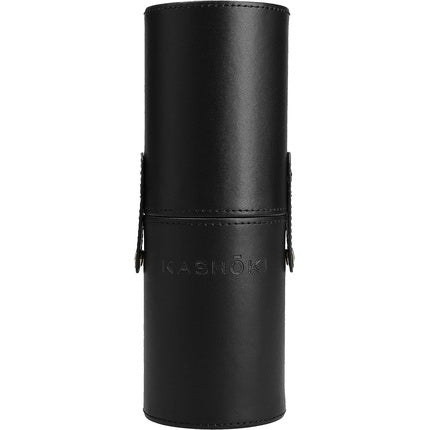 T4B KASHOKI Makeup Brush Cylinder Case for Home or Travel - Holds 10 to 18 Cosmetic Brushes - Environmentally Friendly Leather - Black