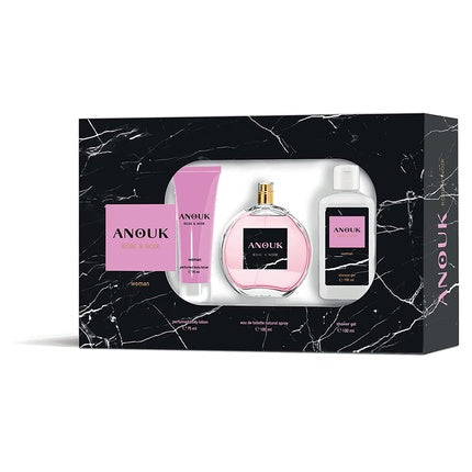 Anouk Rose & Noir Gift Set for Women Eau de Toilette 100ml Body Lotion 75ml Gel Bath 100ml Puig