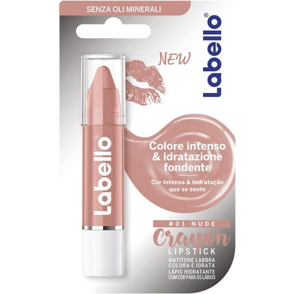 Labello Nude Colored Lip Balm 1 Lipstick Color and Moisturize Lip Pencil Mineral Oils and Parabens Free - Labello