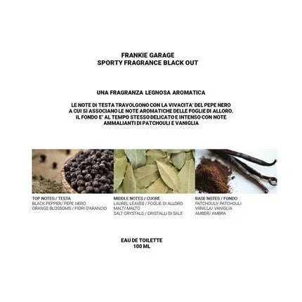 FRANKIE GARAGE Noir Sportif - Eau De Toilette Homme 100ml Spray - Maison des fragrances