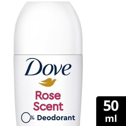 Dove Rose Scent Roll-On Deodorant 0% Aluminum Salts with 1/4 Moisturizing Cream and 48 Hour Protection Déodorant (Déo) Mixte 50ml