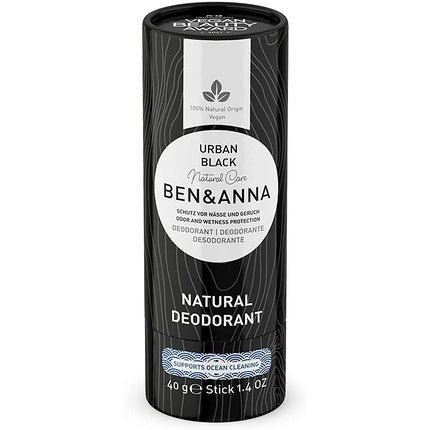 BEN&ANNA Papertube Urban Black Deodorant Vegan and Certified Natural Cosmetics in Paper Packaging - Winner of Peta Vegan Award - Made in Germany Ben&Anna