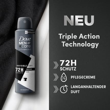Dove +Care Advanced Anti-Transpirant Invisible Dry Aerosol Déodorant (Déo) Homme 150ml