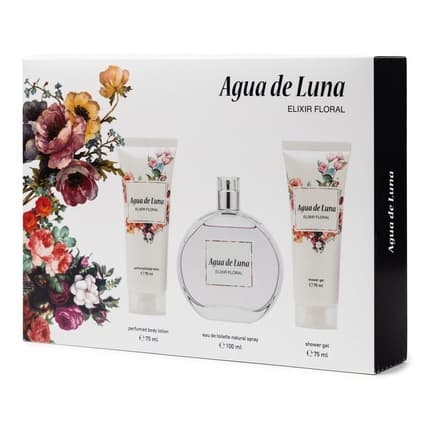 Agua De Luna Floral Elixir Gift Set Body Cream Shower Gel Citrus and Floral Scent Long Lasting Fresh Eau de Toilette  pour femme