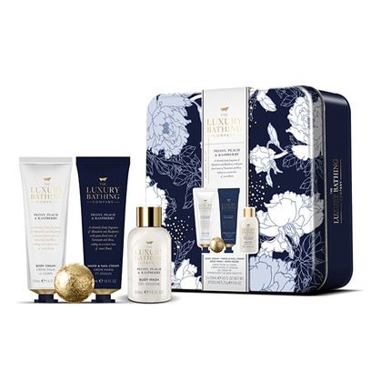 Gift Set Body Care in Tin Peony, Peach & Raspberry 4 pcs - Maison des fragrances