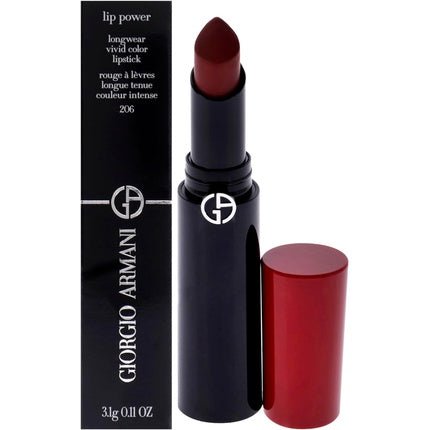 Giorgio Armani Lip Power Longwear Vivid Color Lipstick 206 Cedar for Women 0.11 oz - Maison des fragrances