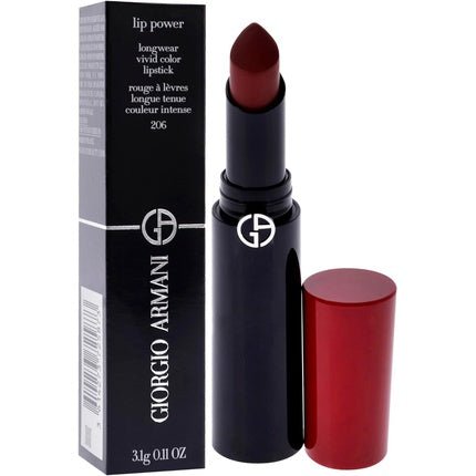 Giorgio Armani Lip Power Longwear Vivid Color Lipstick 206 Cedar for Women 0.11 oz - Maison des fragrances