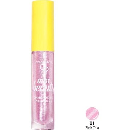 Golden Rose Miss Beauty Diamond Shine 3d Lipgloss No:01 Pink Trip Non - Sticky Fine Structure - Maison des fragrances