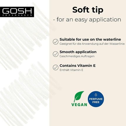 GOSH 2 in 1 Kohl Eyeliner and Kajal Makeup Pencil with Vitamin E - White - Maison des fragrances