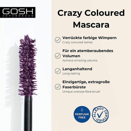 GOSH Boombastic Crazy Mascara for Extreme Volume and Long Lashes 006 Dusty Violet - Maison des fragrances