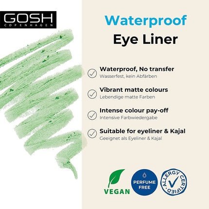 GOSH Matte Eyeliner in Fresh Green Creamy Soft Texture High Coverage 011 Alligator - Maison des fragrances