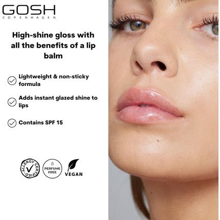 GOSH SOFT'N CLEAR Lip Balm with SPF 15 Vegan Lip Care Stick Transparent Glossy Booster 001 Glaze - Maison des fragrances
