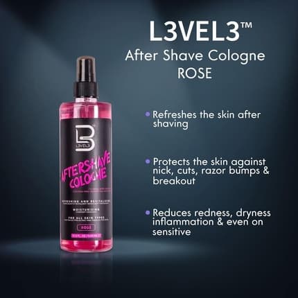 L3 Level 3 After Shave Cologne Softens Skin Refreshes and Relieves Face and Skin Moisturizing Formula L3 Level Three After Shaving Fragrances Rose Fragrance (Fragrance) Homme