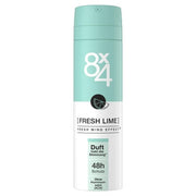8X4 Fresh Lime Deodorant Spray with Fresh Citrus Notes 48h Protection 150ml 8x4