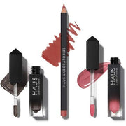 HAUS LABORATORIES By Lady Gaga: HAUS OF COLLECTIONS Makeup Kit with Bag, Liquid Eyeshadow, Lip Liner Pencil, and Lip Gloss Vegan & Cruelty - Free 3 - Piece Value Set HAUS of Metalhead - Maison des fragrances