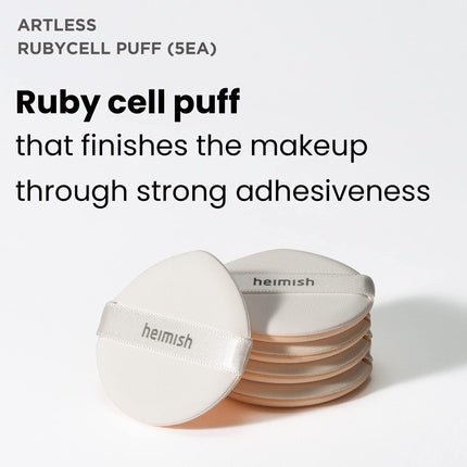 Heimish Artless Rubycell Puff 5 pcs Soft Cushion Puff Foundation Makeup Tool Angled Design Wet and Dry Use - Maison des fragrances