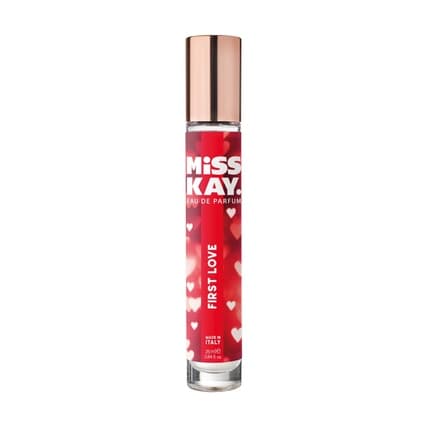 Miss Kay First Love Fruity Floral Delicate Scent Bergamot Blackcurrant Jasmine Made in Italy 100% Vegan Eau de Parfum (EDP) Mixte 25ml
