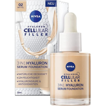 Nivea 3 in 1 Hyaluronic Serum Foundation 30ml - Anti-Aging Foundation - Nivea