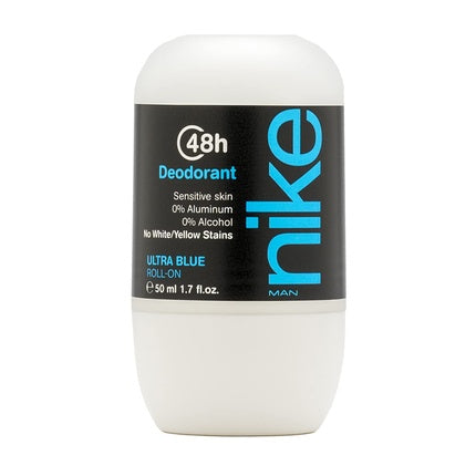 NIKE Ultra Blue Deodorant for Men Roll-On 50ml Anti-Stain Deodorant for Sensitive Skin Natural and Long-Lasting Deodorant Oriental Floral Scent Nike