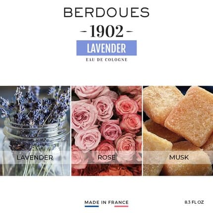 Berdoues 1902 Lavender Fresh and Floral Scent Made in France 8.3 fl.oz. Eau de Cologne (EDC) Mixte 245ml