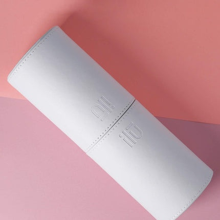 T4B ILU Makeup Brush Holder Travel Cosmetic Organizer Eco-Friendly Leather White