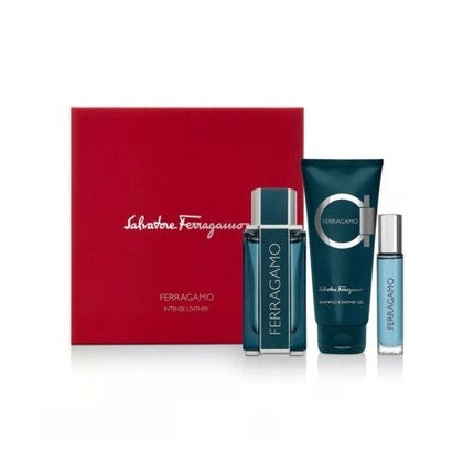 Salvatore Ferragamo Intense Leather 3.3oz, 1oz équivaut à 30ml Eau de parfum  + 3.4oz, 1oz équivaut à 30ml Gel + Eau de parfum  Mini Set Salvatore Ferragamo