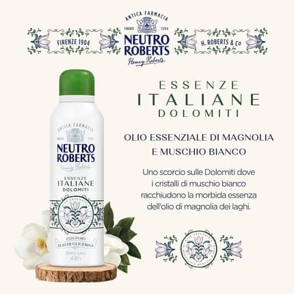 Neutro Roberts Dolomiti Deodorant without Aluminum Salts with Essential Magnolia Oil and White Musk with Pure Glycerin Oil and 48h White Musk Déodorant (Déo) Femme 200ml