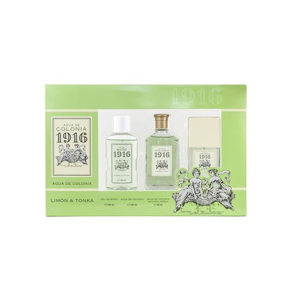 1916 Lemon and Tonka Perfume 100ml + Perfume 30ml + Shower Gel 100ml Unisex Gift Set for Men and Women Fresh Citrus Scent Long Lasting 230ml 1916 Original