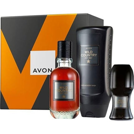 Avon Wild Country Male Spicy Gift Set Eau de Toilette/Shower Gel/Deodorant Roll-On Avon