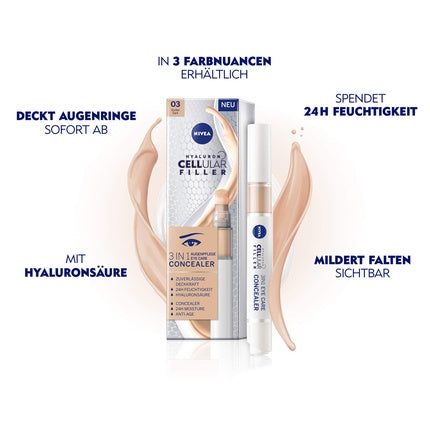 Nivea Hyaluron Cellular Filler 3 In1 Eye Care Concealer Cream 03 Dark 4ml