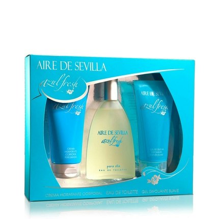 Aire de Sevilla Beauty Set Fresh Blue Edition Moisturising Body Cream, Eau de Toilette, Exfoliating Gel Aire De Sevilla