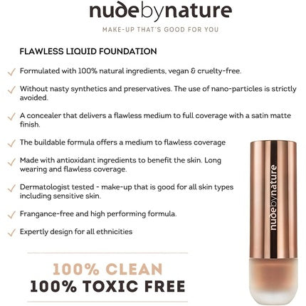 Nude By Nature Flawless Liquid Foundation Dermatologist Tested W2 Ivory