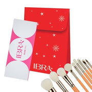 Ibraset Makeup Brushes Set 9 Pieces With Glow Trio Highlighter Palette And Gift Bag - Maison des fragrances