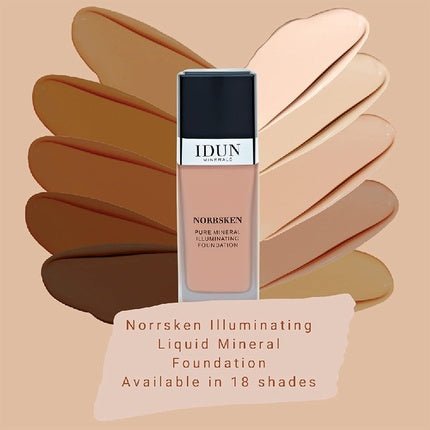 IDUN Minerals Liquid Norrsken Foundation Silky Smooth Coverage Luminous Dewy Finish for Dry and Dull Skin Water Resistant and Vegan Makeup 206 Freja Warm Light 1.01 oz - Maison des fragrances