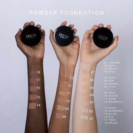 IDUN Minerals Powder Foundation Embla Medium/High Coverage Moisturizing Creamy Texture Purified Minerals SPF 15 Water Resistant Safe for Sensitive Skin Med/Dark Warm 0.25oz 045 - Maison des fragrances