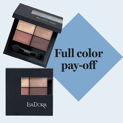 IsaDora Nude Shimmer Eyeshadow Palette Quartet with Mirror 09 Pearls Allure Boho Browns - Maison des fragrances