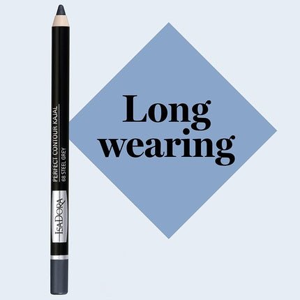 IsaDora Perfect Contour Kajal Grey Eyeliner Pencil Soft Intense Hypoallergenic Long Lasting Eye Liner 68 Steel Grey - Maison des fragrances