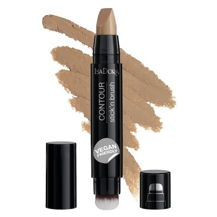 IsaDora Stick'n Brush Contouring Stick with Brush Matte Natural Contour 2 - in - 1 Cream Contour Stick and Brush Beige Neutral - Maison des fragrances