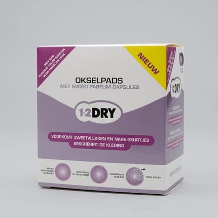 1-2dry 1-2DRY Anti-Transpirant Underarm Pads with Talc Capsules - Medium White - Pack of 12 Unisexe
